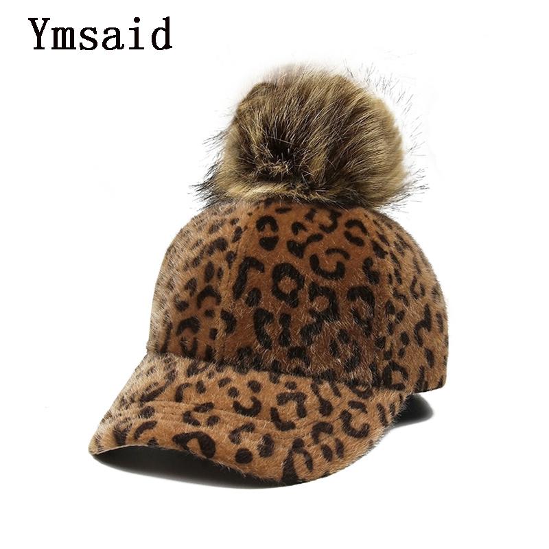 

Ball Caps Ymsaid Leopard Fur Baseball Cap For Women Winter Autumn Gorras Dad Hat Warm Snapback, Blue;gray