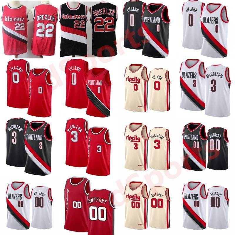 

Clyde 22 Drexler NCAA Carmelo 00 Anthony Basketball Jersey Mens Damian 0 Lillard CJ 3 McCollum Rip City Shirt, As shown in illustration