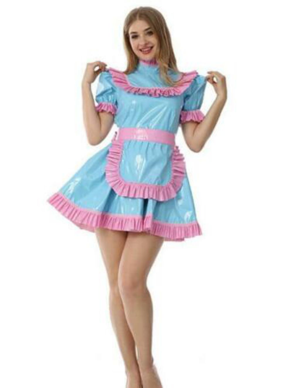 

PVC French Maid Sweet Sissy A-line Dress cosplay costume Tailor-made, Black;red