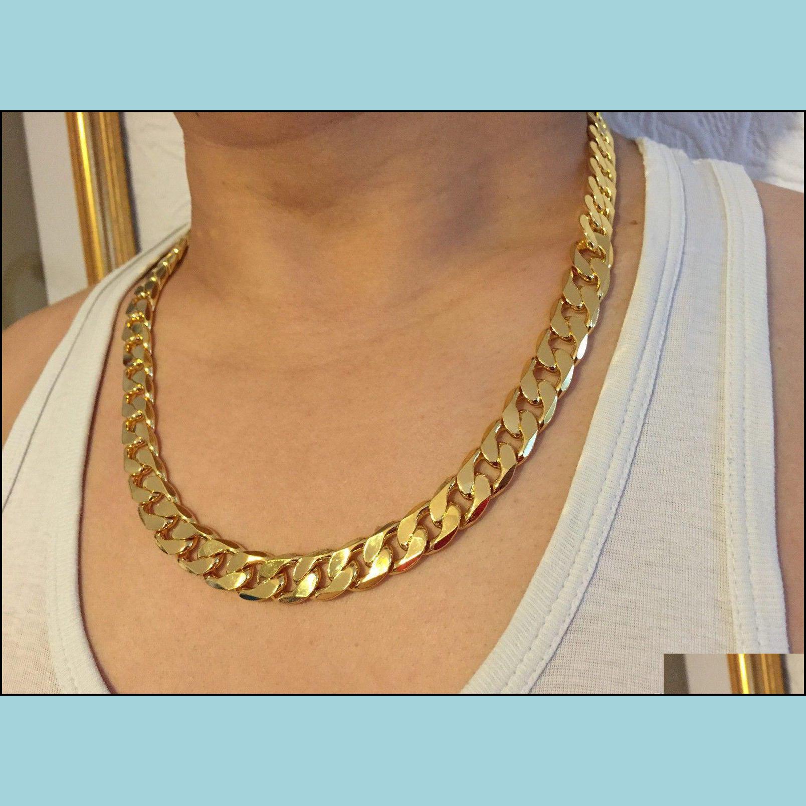 

Chains Necklaces & Pendants Jewelry Heavy! Classic Mens 18K Real Yellow Solid Gold Chain Necklace 23.6Inch 10Mm Sqcfcsw Whole Drop Delivery