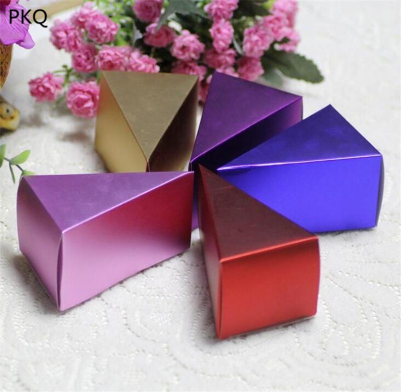 

Gift Wrap 50pcs Creative Cardboard Paper Cake Box Triangle Craft Wrapping DIY Handmade Decoration Carton For Wedding Supply