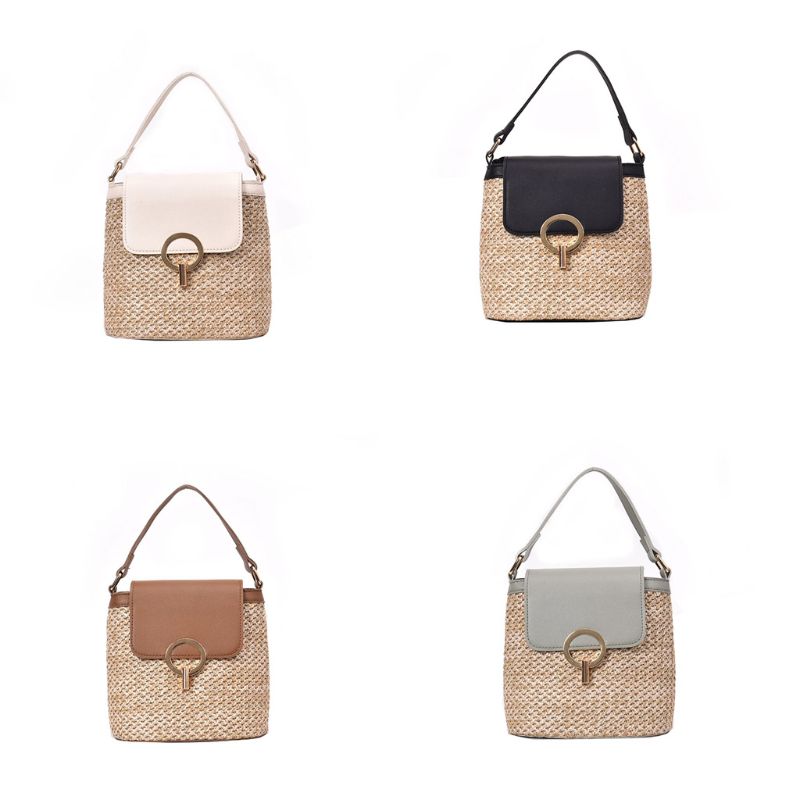 

Straw Ladies Crossbody Handbag Tote Shoulder Bag Purse Bucket Messenger Satchel Women Bwckj