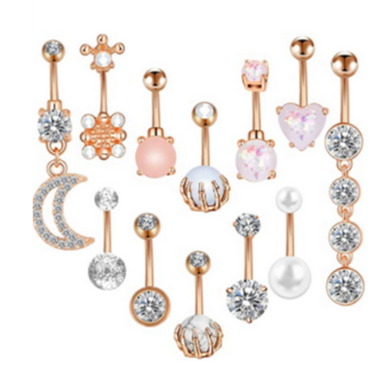 

Body Art Jewels Stainless Steel Belly Button Ring for Women Girls Natutal Mixed Stone Navel Rings