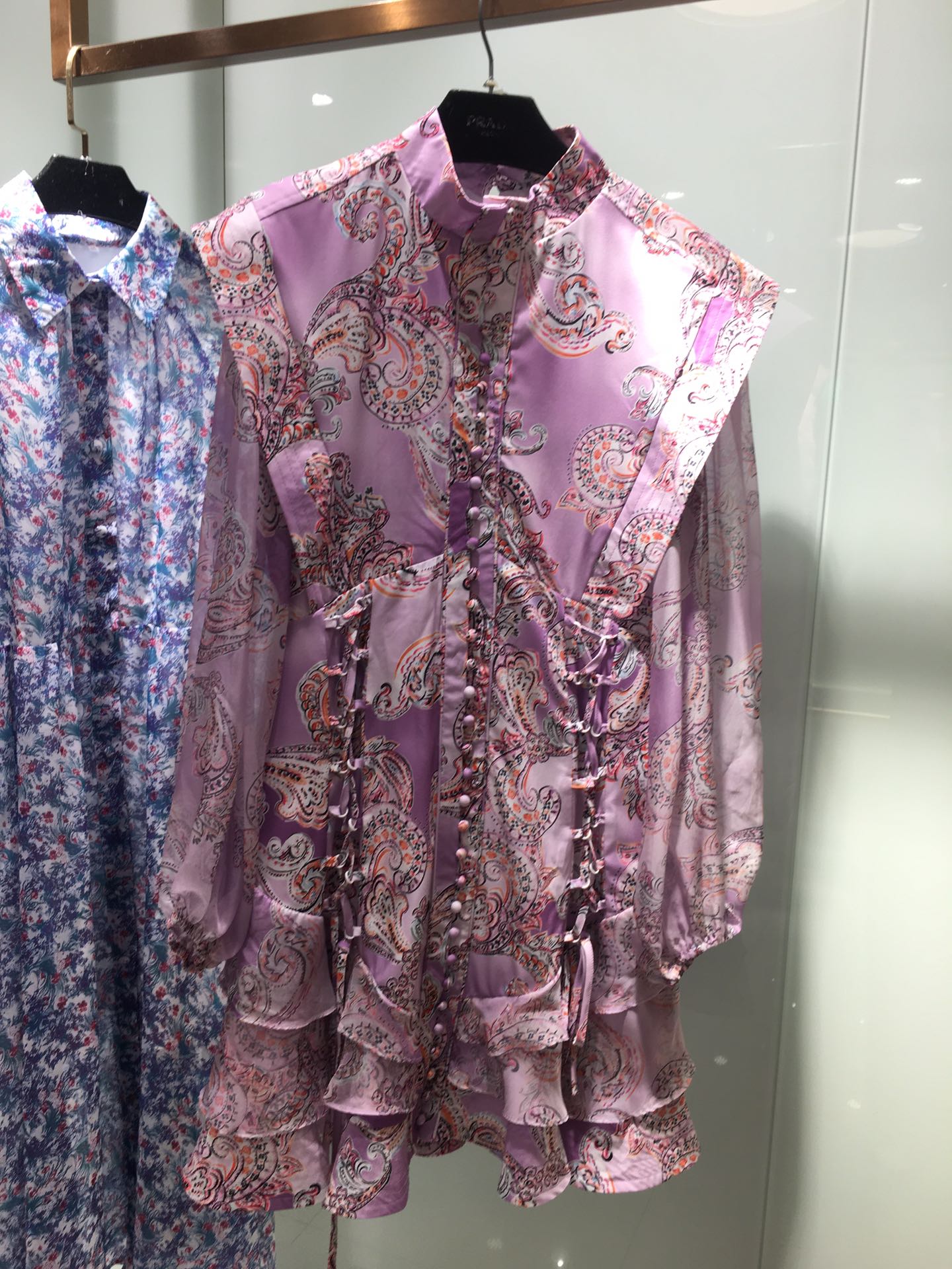 

2021 new niche brand gentle purple small stand collar single breasted slim dress, Lavender