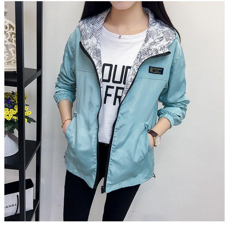 

Women's Jackets 2022 Jacket Spring Summer Pocket Zipper Hooded Two Side Wear Outwear Coat Loose Plus Size Windbreaker Famale, Black;brown