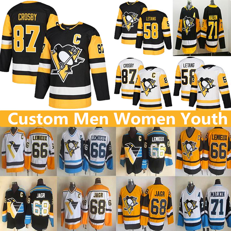 

Pittsburgh Penguins Jersey 87 Sidney Crosby 2021 Reverse Retro Lemieux 71 Evgeni Malkin 58 Letang 59 Jake Guentzel 1 Casey DeSmith Murray Je, Black;red