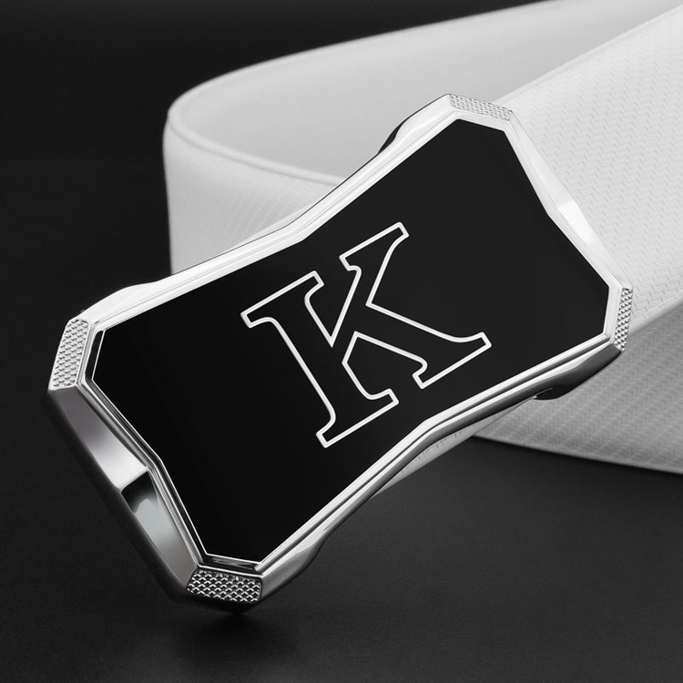 

Belt Korean Fashion Letter k Men's Casual Leather Belt Trend Smooth Buckle Versatile Belt White, Black;brown