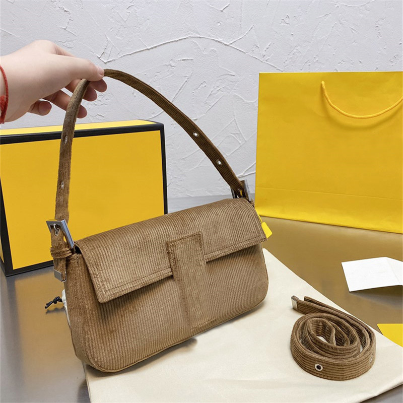 

Designer Tote Bag autumn and winter high quality corduroy stick women Fashion Shoulder Handbag 26cm, Khaki