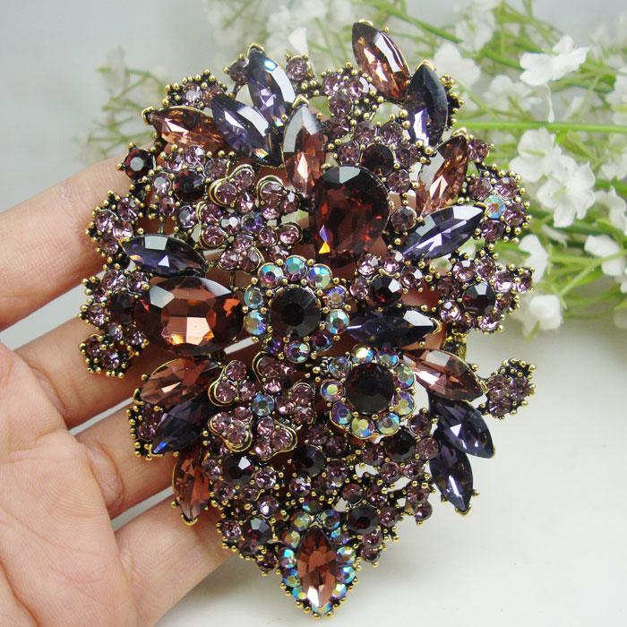 

Pins, Brooches Big Size Vintage Crystal Flower Jewelry Women's Year Hijab Accessories Fashion Scarf Brooch Pins, Gray