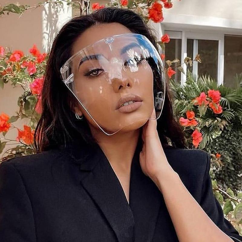 

Super Big One Piece Face Mask For Women And Men New Fashion Unique Oversized Party Eyewear Female Sexy Cool Gradient Sun Glasses, White;black