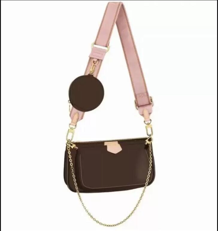 

Designer Shoulder Bags 3pcs set Messenger bag Mens Women Leather Handbags Top Quality Fashion Purse Waist Bags, Red + old flower