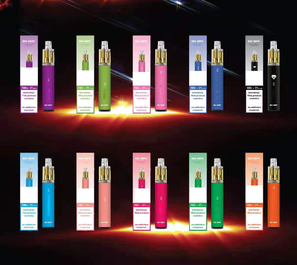 

2021 EKS Vape 2500 puffs Disposable E Cigarette Vapor Pen Device Rechargeable Prefilled Portable Vaporizer Stick Support Type-c Charger