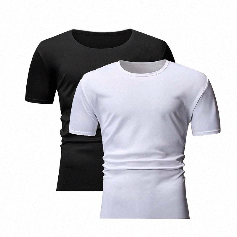 Men's Unisex T shirt non-printing Solid Colored Plus Size Round Neck Daily Sports Short Sleeve Tops 2pcs Black / White I9he#