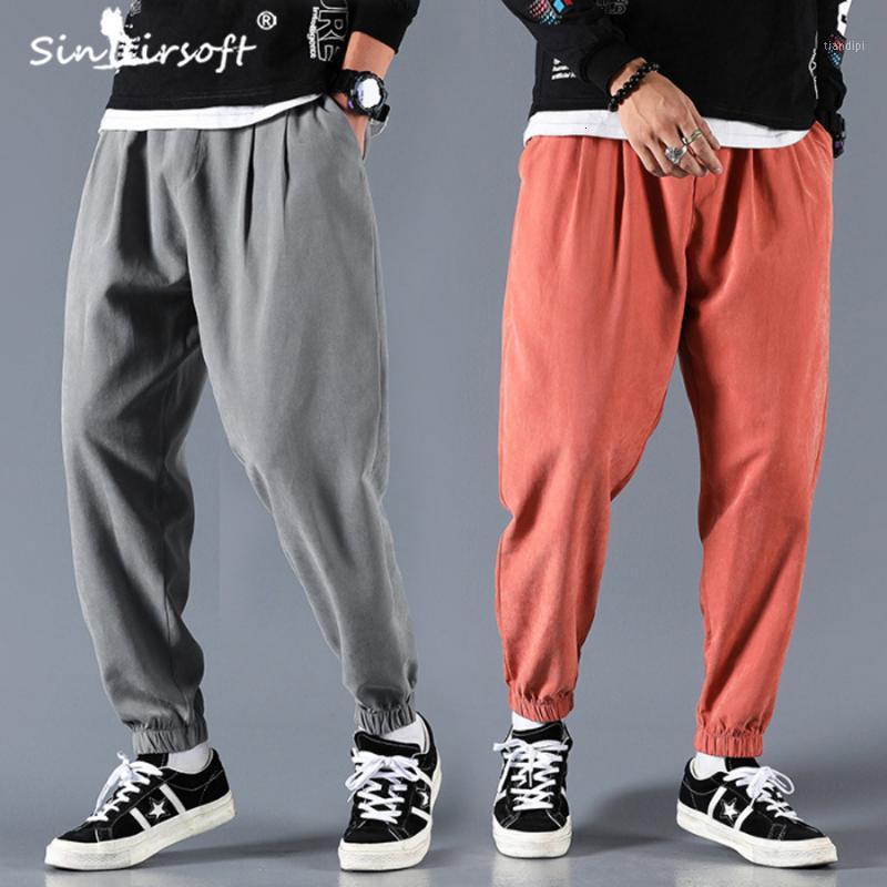 

Men's Pants Harlan Casual Drawstring Waist Pencil Loose Pure Color Ankle-length Male 2021 Autumn Fashion Trousers, Black