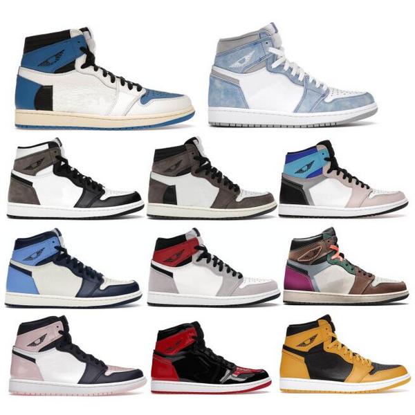 

University Blue 1 1s Basketball Shoes Sneakers Jumpman Men Women High OG Travis Scotts Dark Mocha Prototype Obsidian UNC Hyper Royal, Dark grey