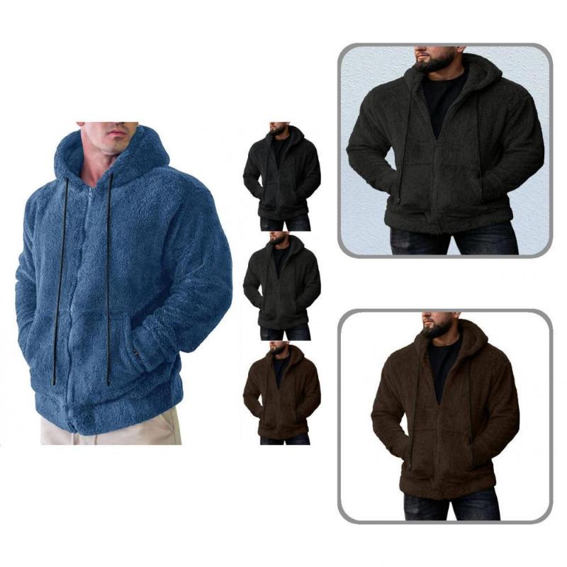 

Men's Jackets Jacket Loose Fabulous Drawstring Fluffy Winter Coat Men, Black;brown