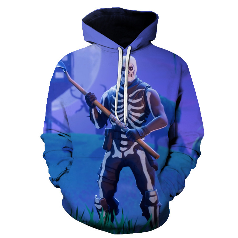 

Children's adult size digital printed 3D bodyguard Hoodie hot search fortress night fortnite loose Hoodie, Black