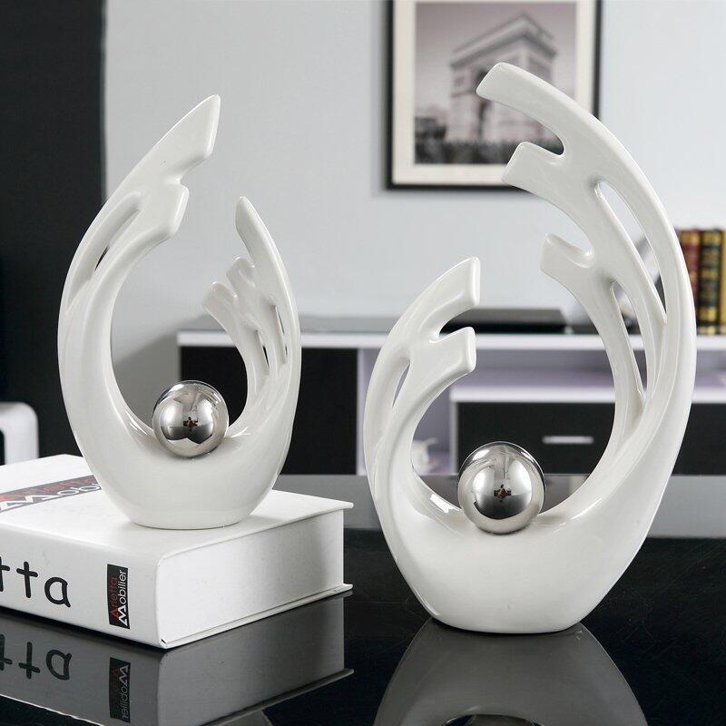 

Decorative Objects & Figurines Modern Silver White Ceramic Lover Ornaments Home Livingroom Desktop Furnishing Decoration Bookcase Coffee Tab