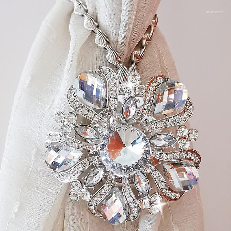 

Other Home Decor Big Diamond Curtain Tieback Crystal Flower Holder Tensile Spring Steel Wire Belt Magnet Accessories