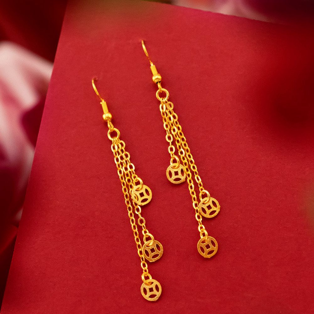 Square Hollow Dangle Earrings For Women Girl 18k Yellow Gold Filled Sexy Femal Accessories-image-722523855