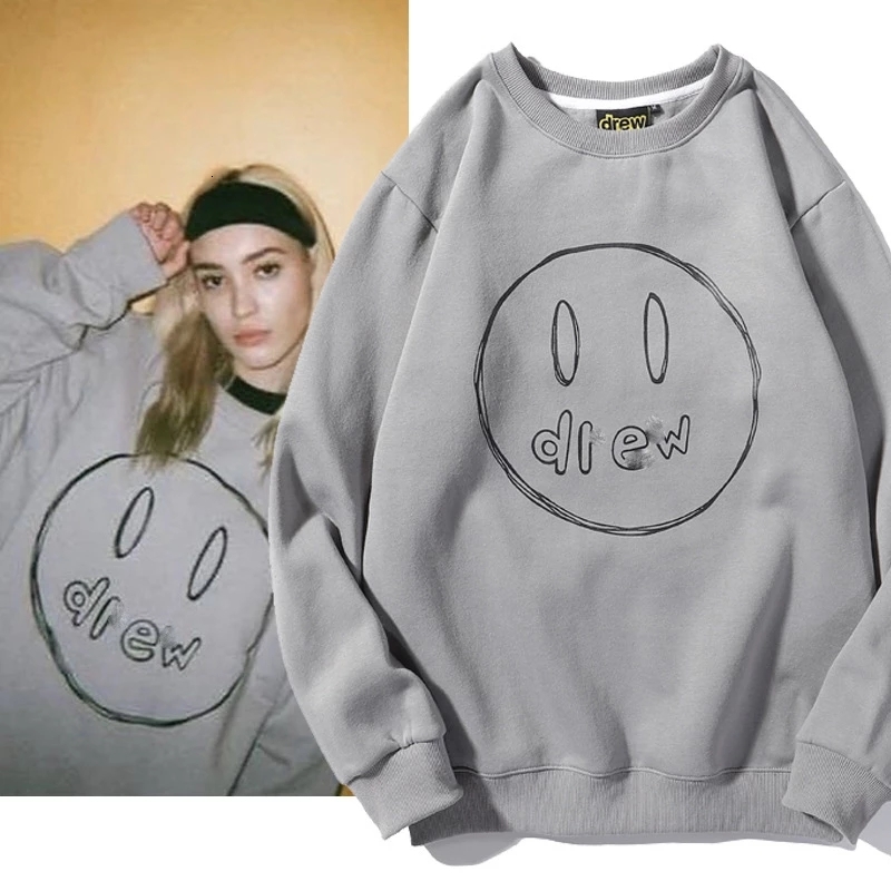 

2021 New Men/women Pullovers Cotton Printed Tops Autumn/winter Fleece Sweatshirts Streetwear Grey Man Long Sleeve 889s
