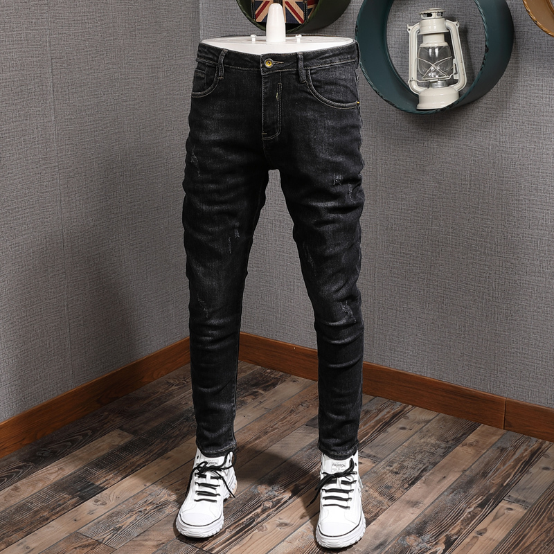 

2021 New Newly Designer Fashion Men Jeans High Quality Black Elastic Slim Fit Casual Denim Pencil Pants Korean Style Vintage Trousers U2zq