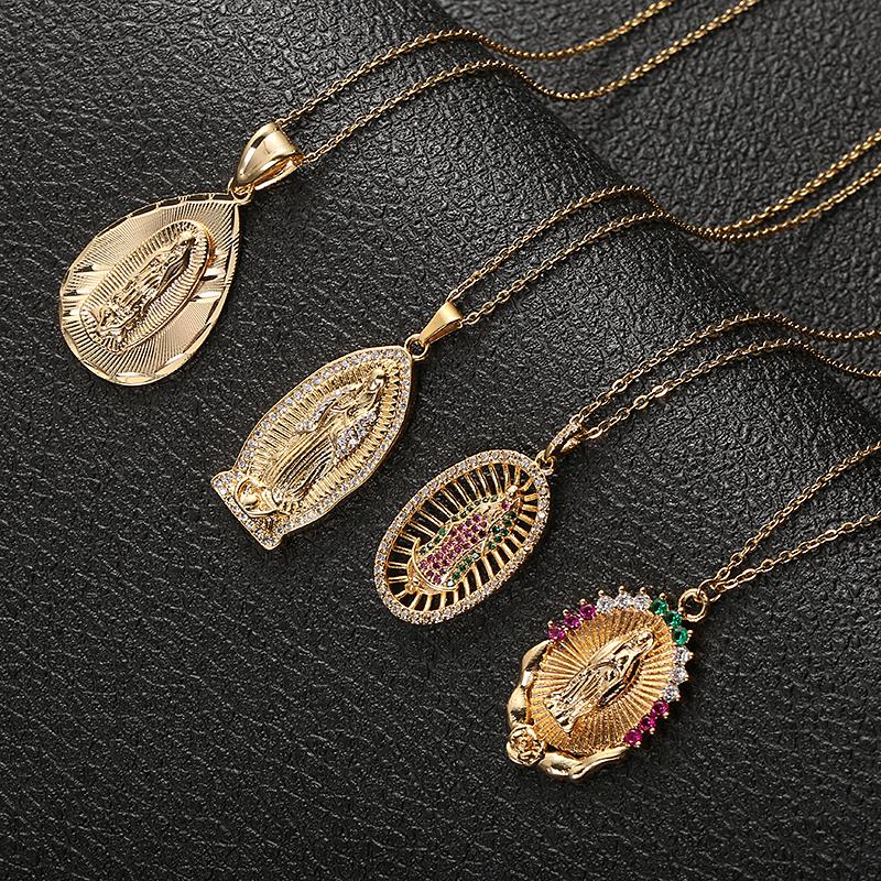 

Pendant Necklaces Classic Stainless Steel Maria Necklace For Women Charm Initial CZ Religion Faith