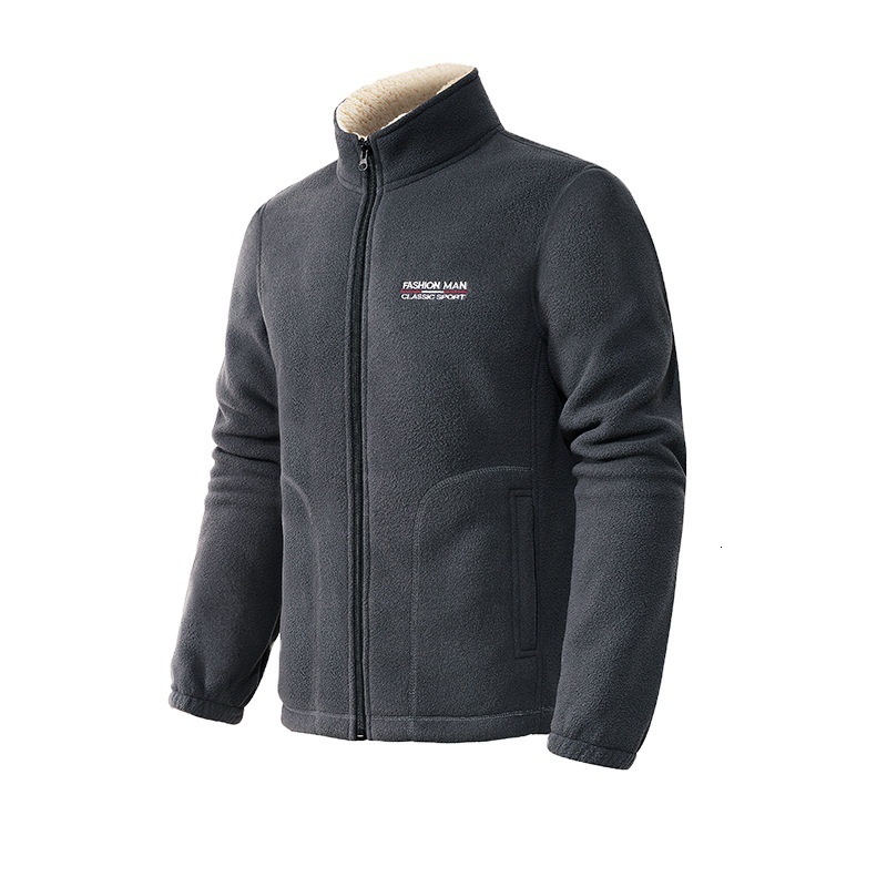 

2021 New Spring Autumn Casual Fleece Brand Fashion Slim Fit Stand Collar Coat Thick Warm Jacket Men Outdoor Tops Sr9r, Black