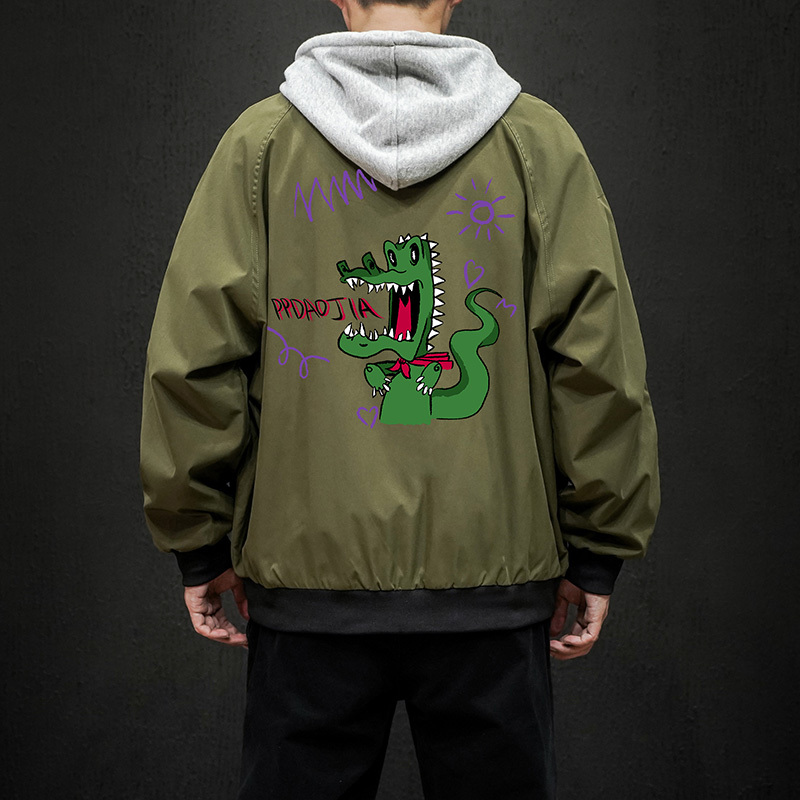 

2021 New Fashion Baseball Autumn 5xl Anime Jacket for Men Man Oversize Coat Casual Men's Clothing Streetwear Polyester Ng44, Army green