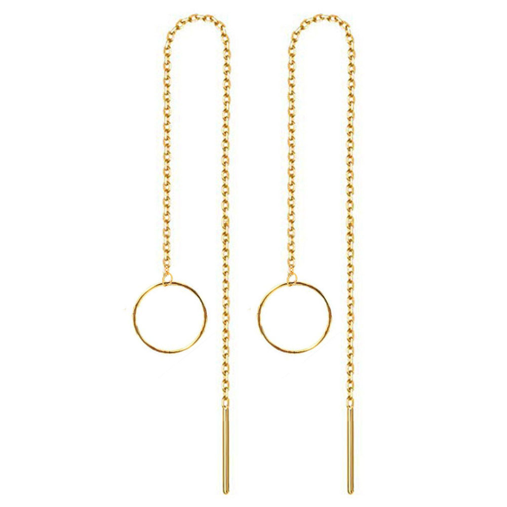 

2021 Fashion Minimalist Long Dangle Earring Silver Color Simple Tassel Chain Statement Earrings Women Korea Joker Ear Line Jewelry Gift