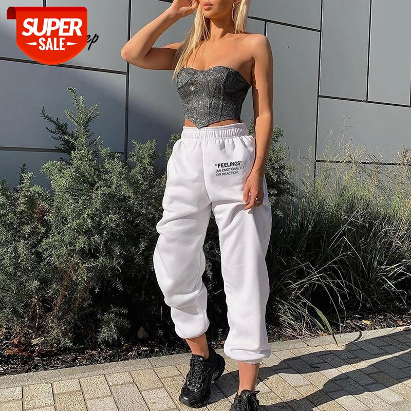 

Weekeep Autumn Winter Streetwear Harem Pants Women Letter Print Joggers Elastic High Waisted Sweatpants Fashion Hip Hop Trousers #fZ2c, Black;white