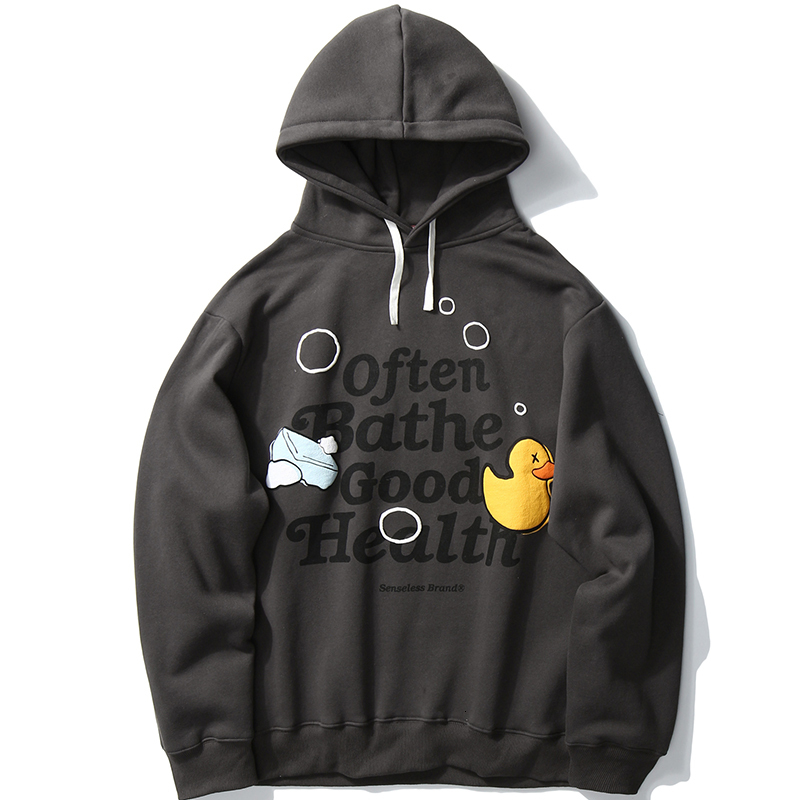 

2021 Sweatshirt Hoodie Men Harajuku Cartoon Duck Pattern Hip Hop Streetwear 100% Cotton Oversize Autumn New Women Man Hoodies Hb5a, Khaki