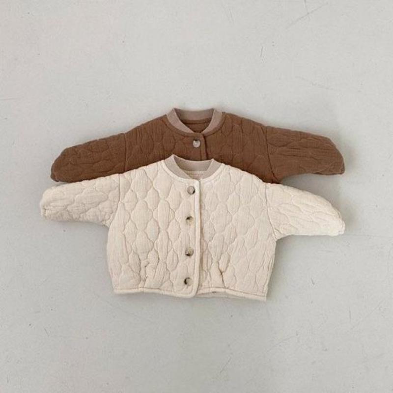 

Down Coat 2021 Baby Quilted Cotton Plus Velvet Winter Children Warm Boys Girls Cardigan Thicken Jacket Infant Clothes, Blue;gray