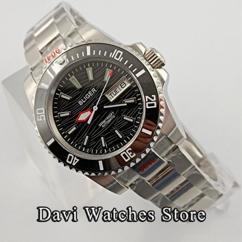 

Wristwatches 40mm Sterile Men's Watches NH36A Automatic Movement Mechanical Sapphire Steel Strap Man Wristwatch Screw-in Crown, A6-blue dial logo