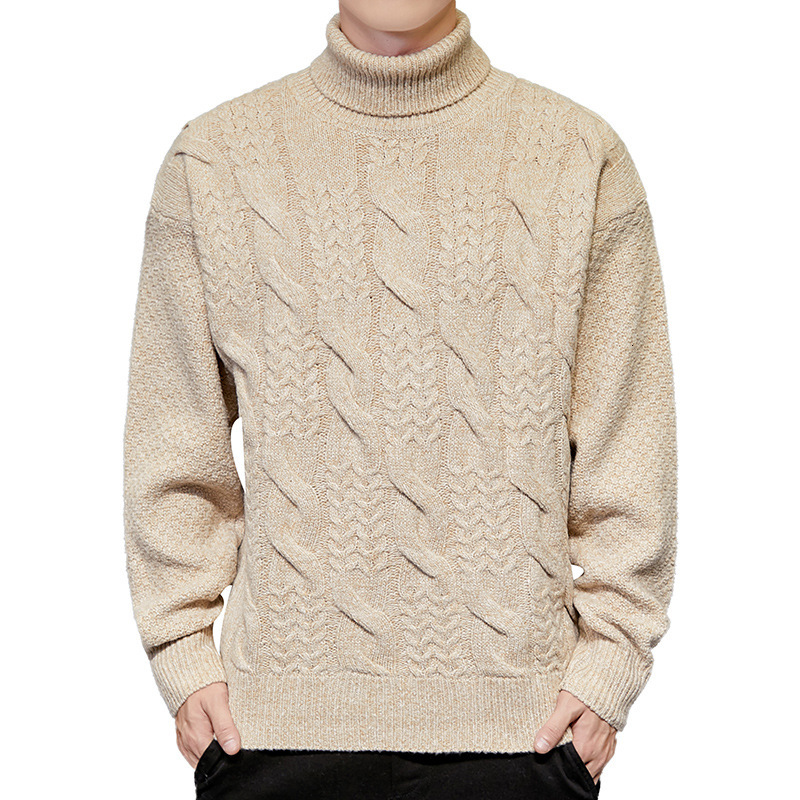 

2021 New Mens Fashion Autumn Winter Solid Casual Knitted Pullovers Men Turtleneck Geometric Knit Sweater H4u2, 202white