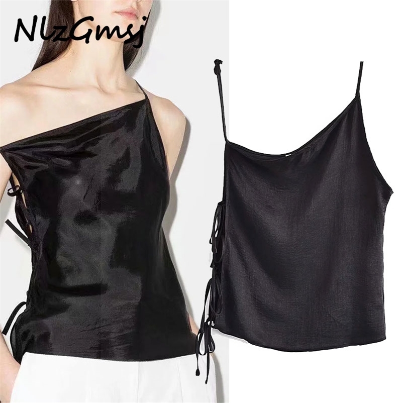 

Cami Summer Irregular Tops Strap Lace Up Chic Lady Fashion Sexy Woman Clothes 05 210628, As picture