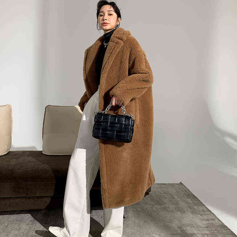 

Women's Coat Teddy Bear Alpaca Wool Winter Thicken vanilla Albino camel teddy in stock 211029, Blue