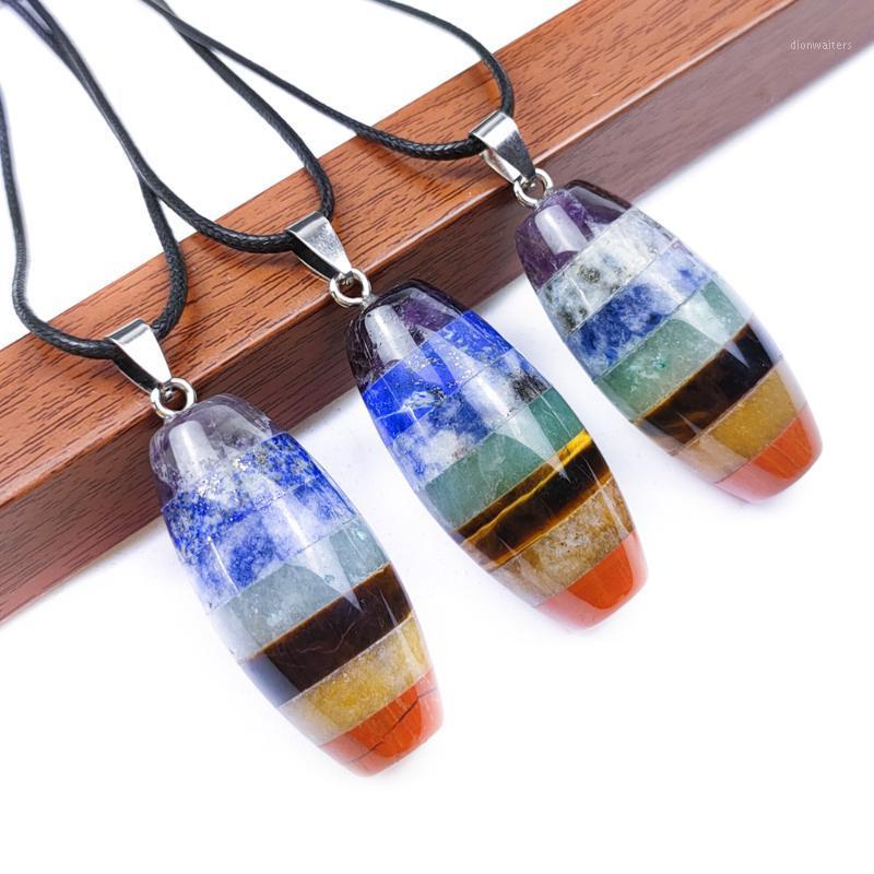 

Chains 3 /6PCS 19*24mm Seven Chakra Natural Stone Yoga Healing Bucket Beads Necklaces Charms Jewelry Pendant Energy Meditation Pendulum