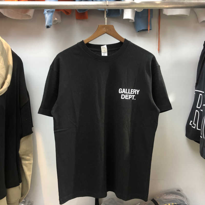 

summer fashion Gallery dept letter printing men's loose cotton short sleeve T-shirt couple HHJ, Black