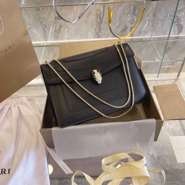 

[High end version]Classic enamel snake head leather women's Single Shoulder Messenger Bag double-layer organ double chain bag, Red