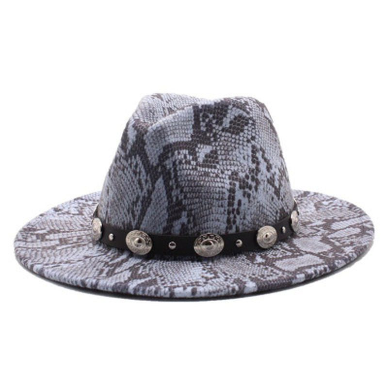 

2021 New for Western Cowboy Jazz Caps Panama Derby Fedora Snake Band Belt Hip Hop Wide Brim Winter Hats Women Men Ijup