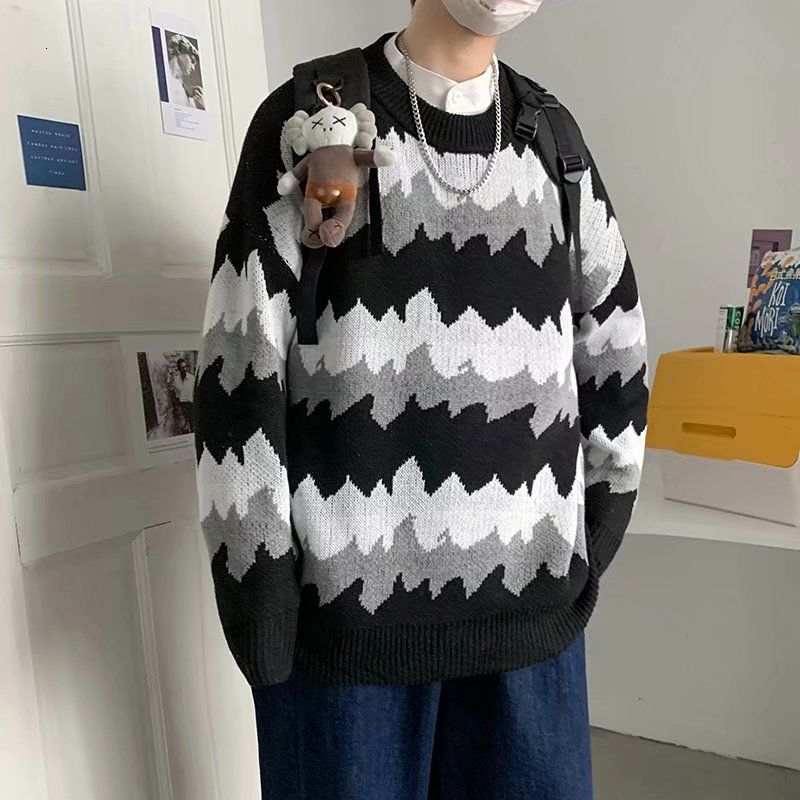 

2021 New Winter Sweater Men's Warmth Fashion Retro Casual Knitted Pullover Men Wild Loose Korean Knitting Sweaters Mens Clothes -2xl C4vn, Green