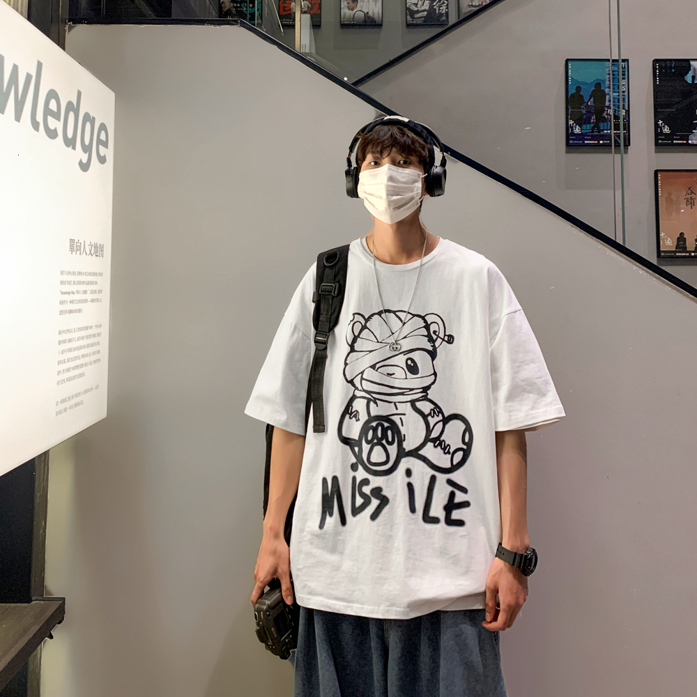 

New for 60-135kg Black White Loose Oversize 2021 Men's Rock Skateboard Hip Hop T-shirt Short Sleeves Streetwear Tops Tees Tshirt P7yj, Gt235 2