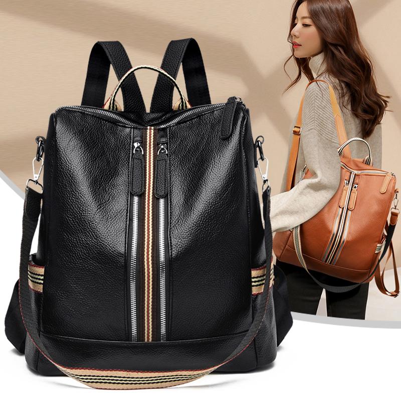 

Backpack Style Female School Bags For Teenage Girls Shoulder Bag Travel Mochila Fashion Women Genuine Leather Backpacks, Black