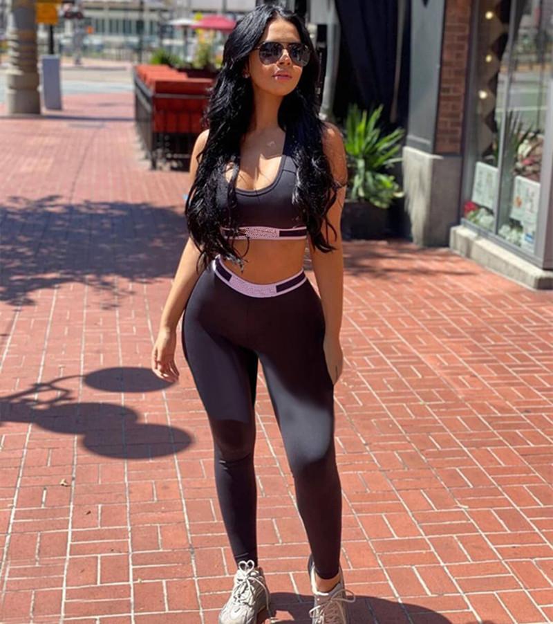 

Womens Swimwear jumpsuits Yoga set workout Tracksuits Fitness Gym suits shirts crop top Leggings outdoor outfits yogaworld Align pant wear sport suit Size -2Xl, Black logo-1