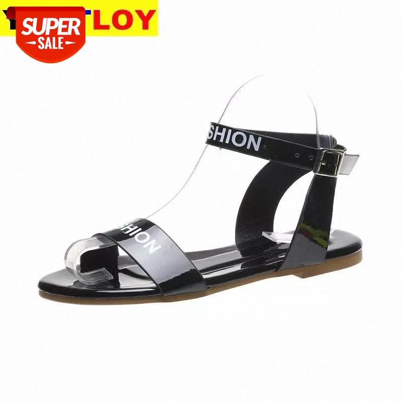 

Summer Women Sandals Fashion New Buckle Women Flat Sandals Explosion Trend Elegant Wild 35-43 #lg13, Black