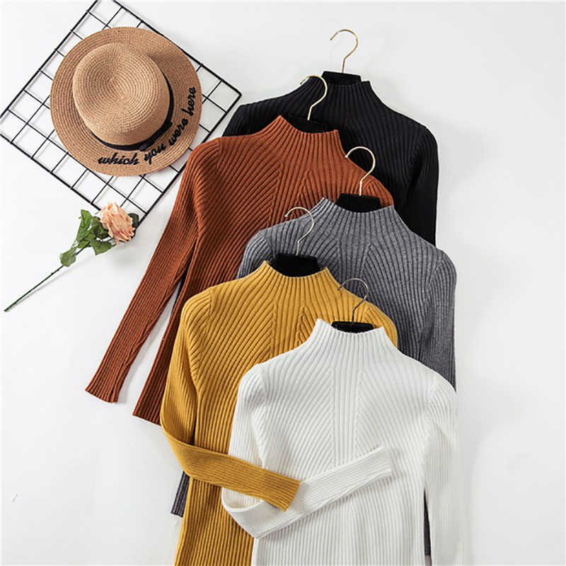 

Winter Turtleneck Sweater Women Pullover High Elasticity Slim Autumn Top Long Sleeve s 210615, Black