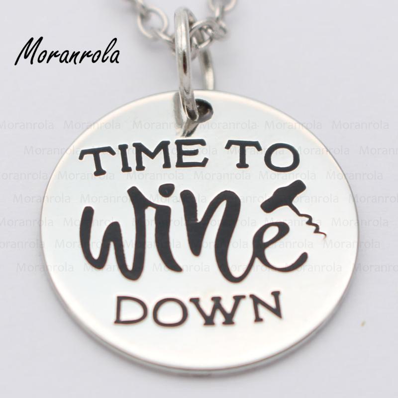 

Pendant Necklaces Arried" Time To Wine Down" Copper Necklace Keychain,charm Hand Stamped Jewelry Funny DIY Charm