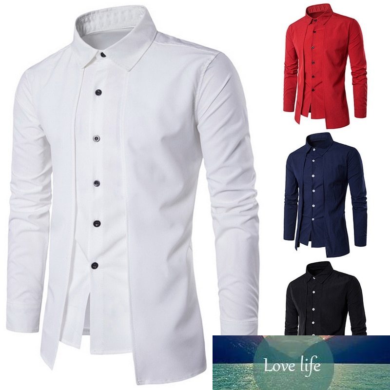 

Oeak Spring Men Social Shirt Long Sleeve Vintage Solid Two Pieces Shirt Bussiness Mens Dress Shirts Causal Slim Shirt, White;black