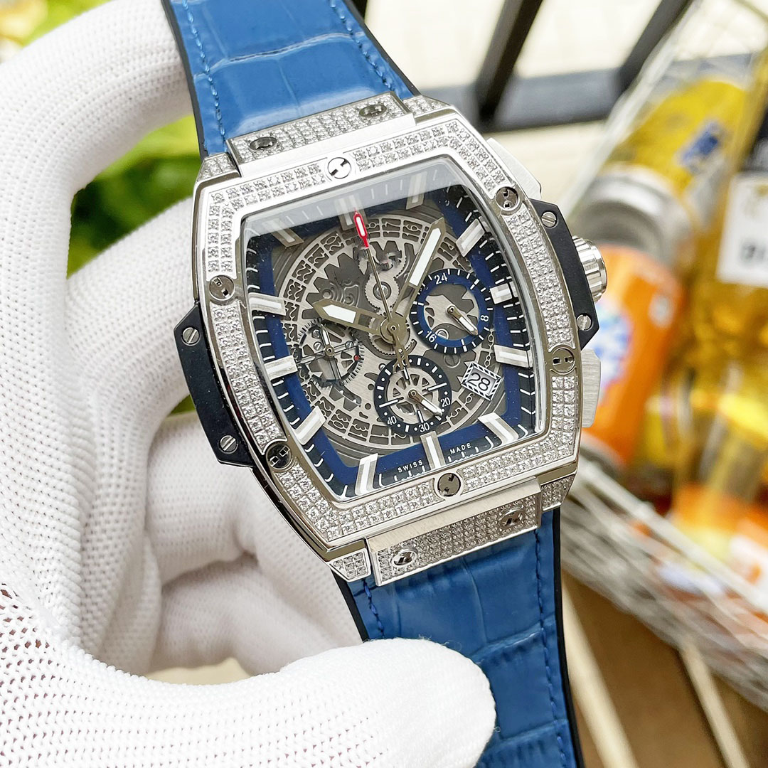 Mouvement de mode hommes Design multifonctionnel Chronographe Mouvement de quartz de chronographe Importé 316 boîtier en acier inoxydable avec di